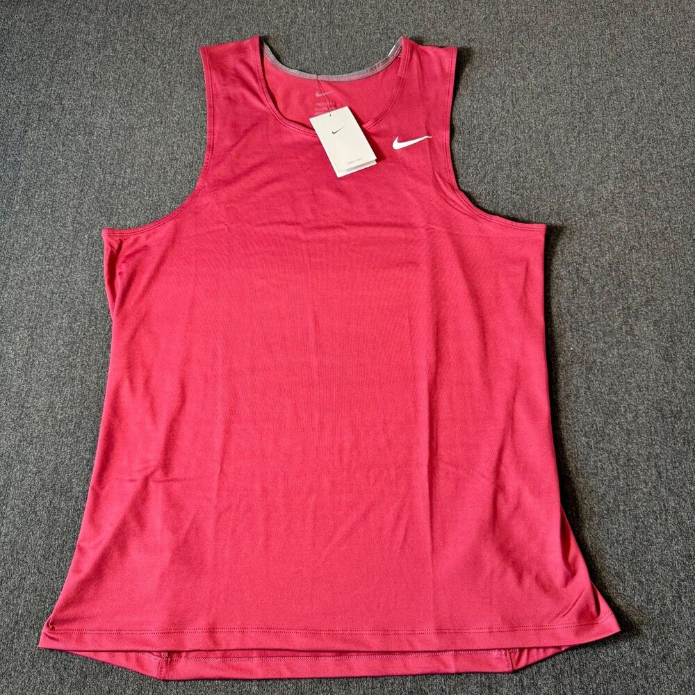 NIKE Men's Dri-Fit Muscle Tank Top Shirt Burgundy Sleeveless CV2697-612 NEW!